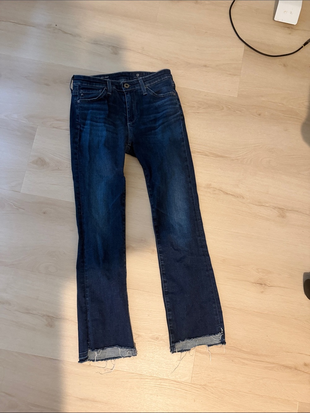 AG Adriano Goldschmied Indigo Wide Leg Jeans with Raw Hem